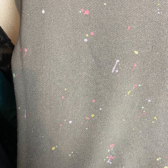 Free People Movement Size xs Make It Count Sweatshirt Grey Splatter Paint Frayed - Picture 6 of 8